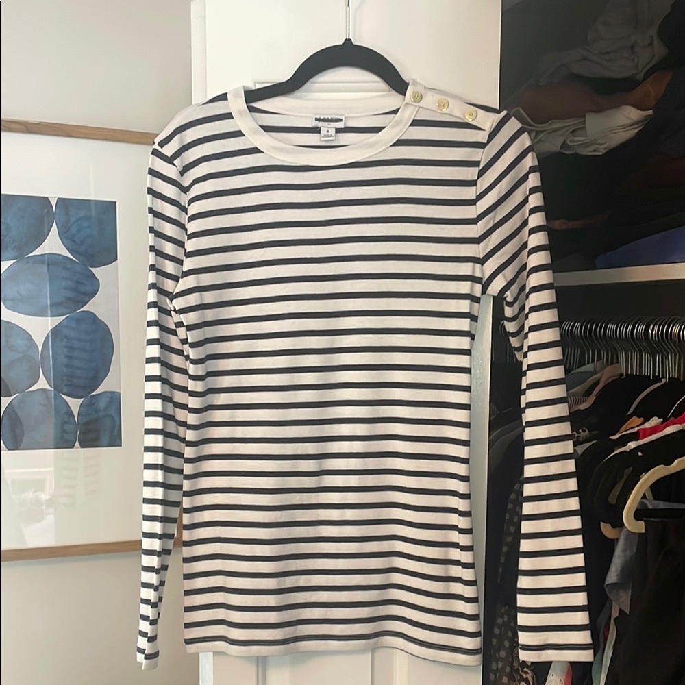 J. Crew Factory navy and White Fitted Long Sleeve Tee never worn
